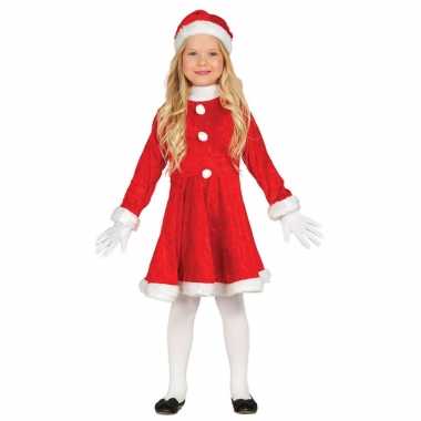 Budget kerstjurkje verkleed kostuum met muts voor meisjes