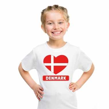 Denemarken hart vlag t shirt wit en meisjes