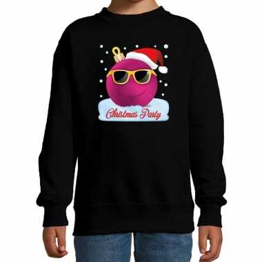 Foute kersttrui / sweater coole kerstbal zwart voor meisjes