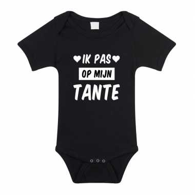 Ik pas op tante cadeau baby rompertje zwart voor meisjes/