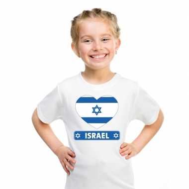Israel hart vlag t-shirt wit en meisjes