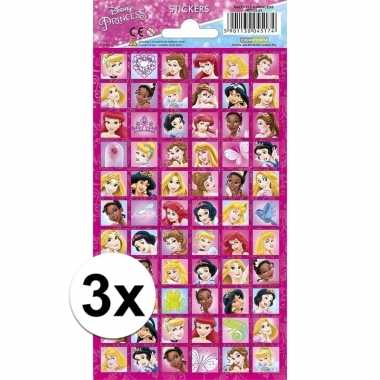 Meisjes 3x disney prinsessen stickervel van 66 stickers