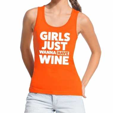 Meisjes girls just wanna have wine tekst tanktop / mouwloos shirt ora