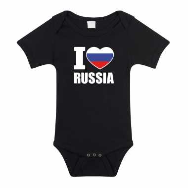 Meisjes i love russia baby rompertje zwart rusland jongen/meisje