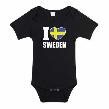 Meisjes i love sweden baby rompertje zwart zweden jongen/meisje
