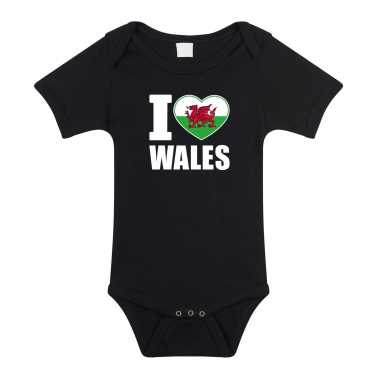 Meisjes i love wales baby rompertje zwart jongen meisje