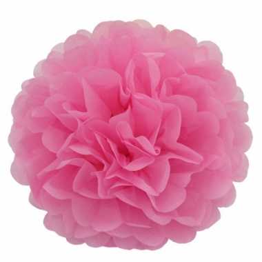 Meisjes lichtroze pompom versiering 25 cm