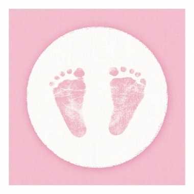 Meisjes servetten geboorte meisje roze/wit 3-laags 20 stuks