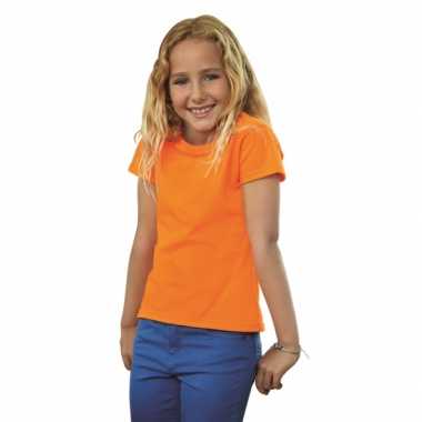 Meisjes shirt oranje met korte mouwen