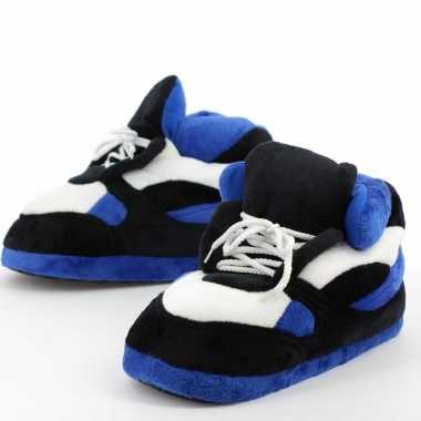Meisjes sneaker pantoffels/sloffen voor volwassenen blauw/zwart 45/47