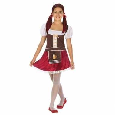 Oktoberfest tiroler verkleed jurk bruin/rood voor meisjes