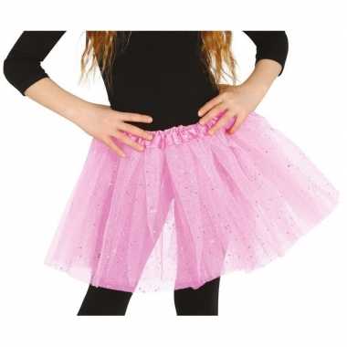 Petticoat/tutu verkleed rokje lichtroze glitters voor meisjes