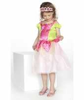 Carnaval verkleedkleding prinses roze groen meisjes