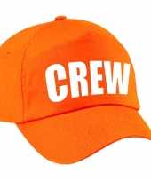 Crew pet cap oranje met witte bedrukking meisjes en
