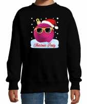 Foute kersttrui sweater coole kerstbal zwart voor meisjes