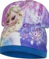 Frozen fleece muts elsa blauw voor meisjes