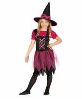 Halloween zwart roze heksen kostuum voor meisjes
