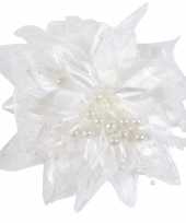Meisjes 12x bruiloft huwelijk corsages wit 12 cm met bloem en parels