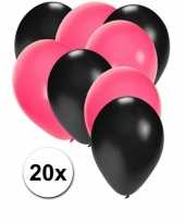Meisjes 20x ballonnen sweet 16 zwart en roze