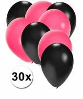 Meisjes 30x ballonnen sweet 16 zwart en roze