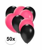 Meisjes 50x ballonnen zwart en roze