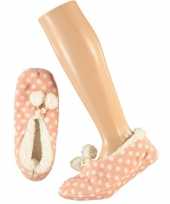Meisjes ballerina pantoffels sloffen stippen roze maat 31 33