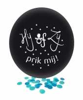 Meisjes confetti ballon gender reveal jongen party feest zwart 60 cm