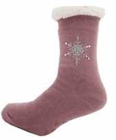 Meisjes dames anti slip huissokken slofsokken paars maat 35 42