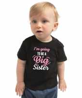 Meisjes going to be a big sister cadeau t-shirt zwart peuter meisje aankodiging zwangerschap grote zus