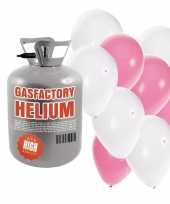 Meisjes helium tank met meisje geboren 50 ballonnen