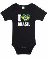 Meisjes i love brasil baby rompertje zwart brazilie jongen meisje