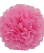 Meisjes lichtroze pompom versiering 35 cm