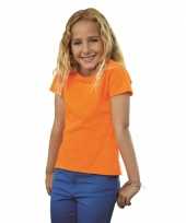 Meisjes shirt oranje met korte mouwen