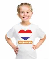 Nederland hart vlag t-shirt wit en meisjes