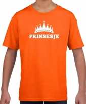 Oranje prinsesje met kroon t-shirt meisjes