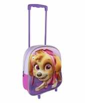 Paarse 3d paw patrol skye weekendtas trolley voor meisjes 31 cm