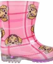 Paw patrol skye regenlaarzen roze met led voor meisjes