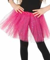 Petticoat tutu verkleed rokje roze glitters 31 cm voor meisjes