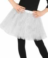 Petticoat tutu verkleed rokje wit glitters 31 cm voor meisjes