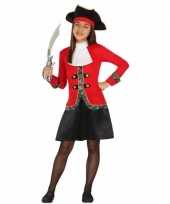 Piraten verkleedkleding rood zwarte jurk voor meisjes