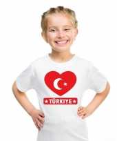 Turkije hart vlag t-shirt wit en meisjes