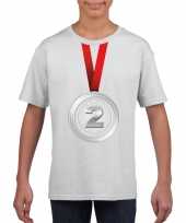 Zilveren medaille kampioen shirt wit en meisjes