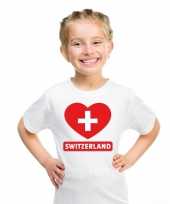 Zwitserland hart vlag t-shirt wit en meisjes